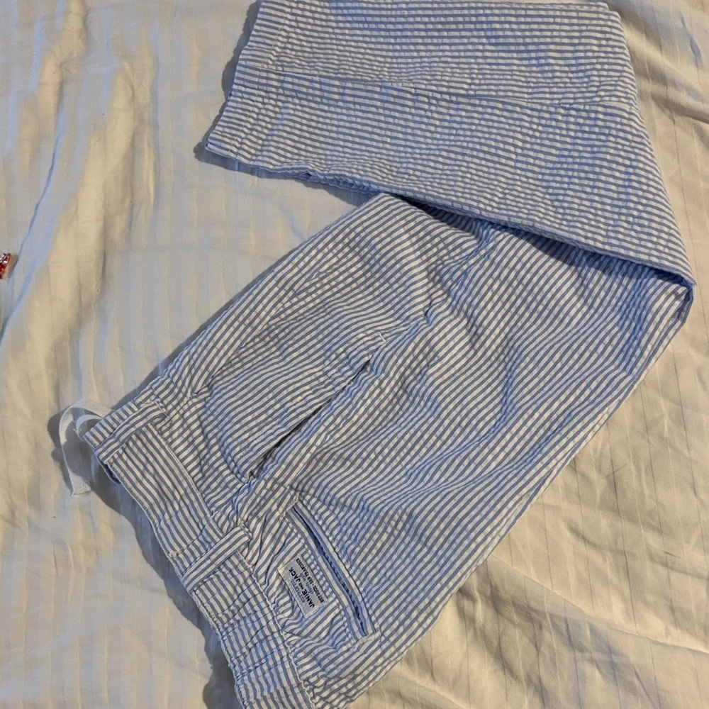 Janie and Jack Light Blue and White Striped Trousers